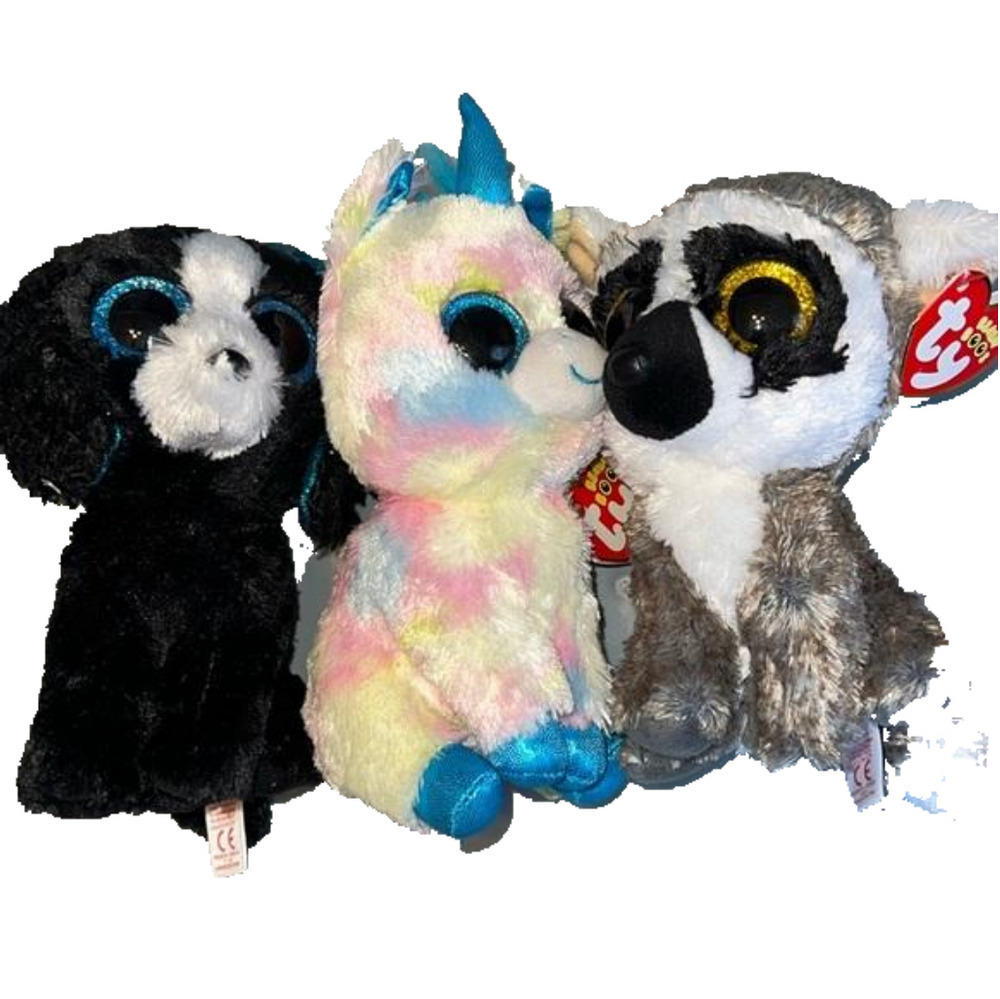 3 Ty Silk Beanie Babies Linus, Blitz, Tracy